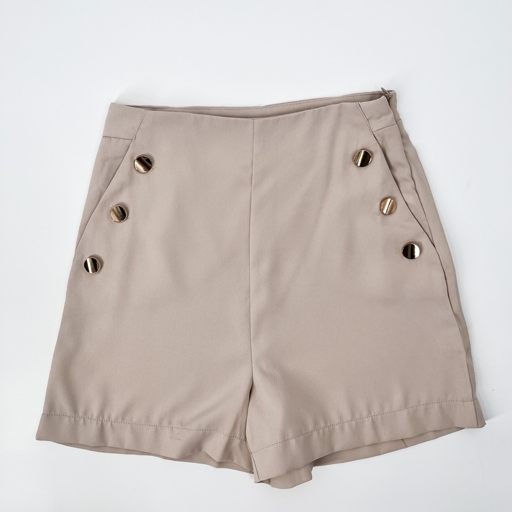 Beige Shorts with Buttons